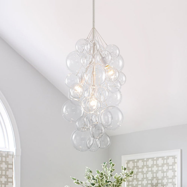 Lustre Salon Boule 3 Lumières en Verre