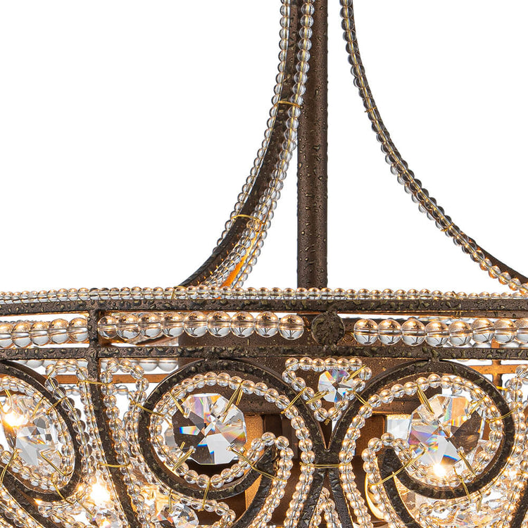 Plafonnier Verre Cristal 3 Lumières Dark Bronze pour Salon