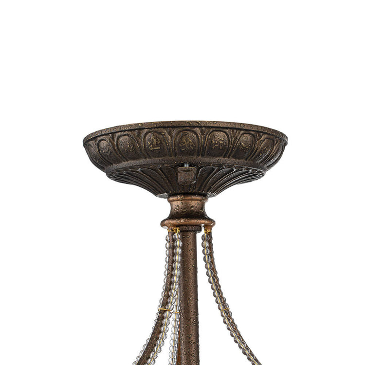 Plafonnier Verre Cristal 3 Lumières Dark Bronze pour Salon
