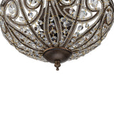 Plafonnier Verre Cristal 3 Lumières Dark Bronze pour Salon