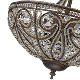 Plafonnier Verre Cristal 3 Lumières Dark Bronze pour Salon