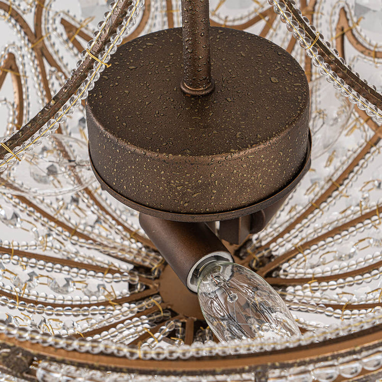 Plafonnier Verre Cristal 3 Lumières Dark Bronze pour Salon
