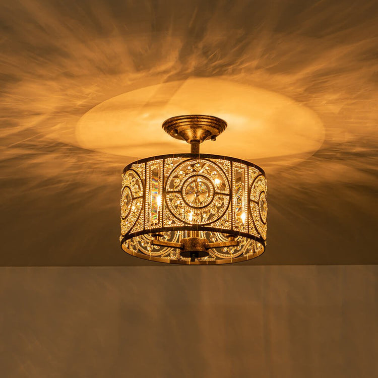 Plafonnier Salon Tambour en Cristal