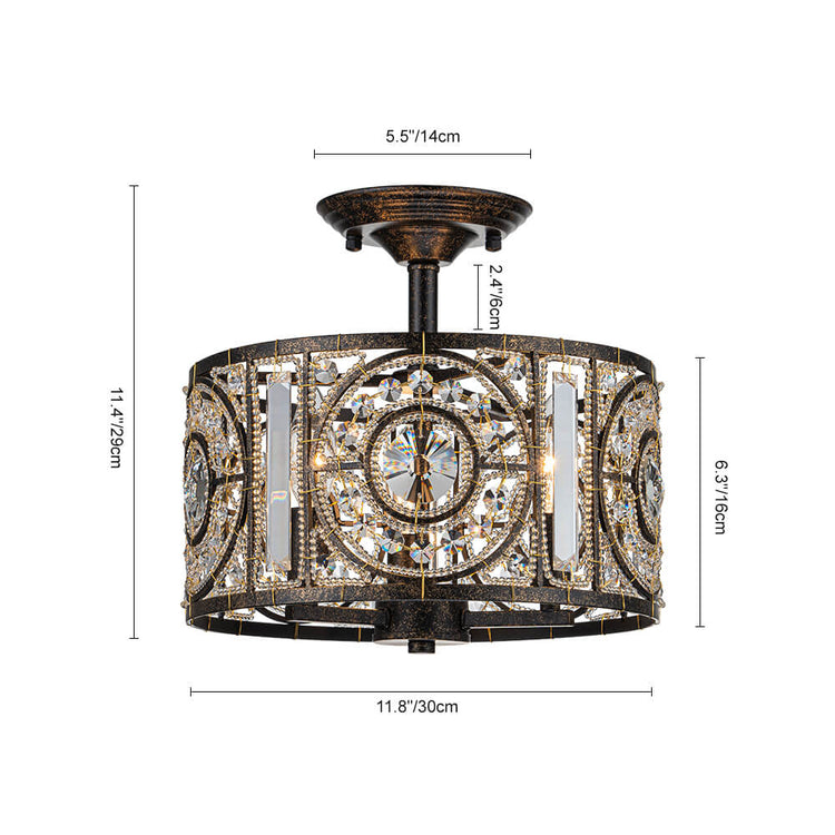 Plafonnier Salon Tambour en Cristal