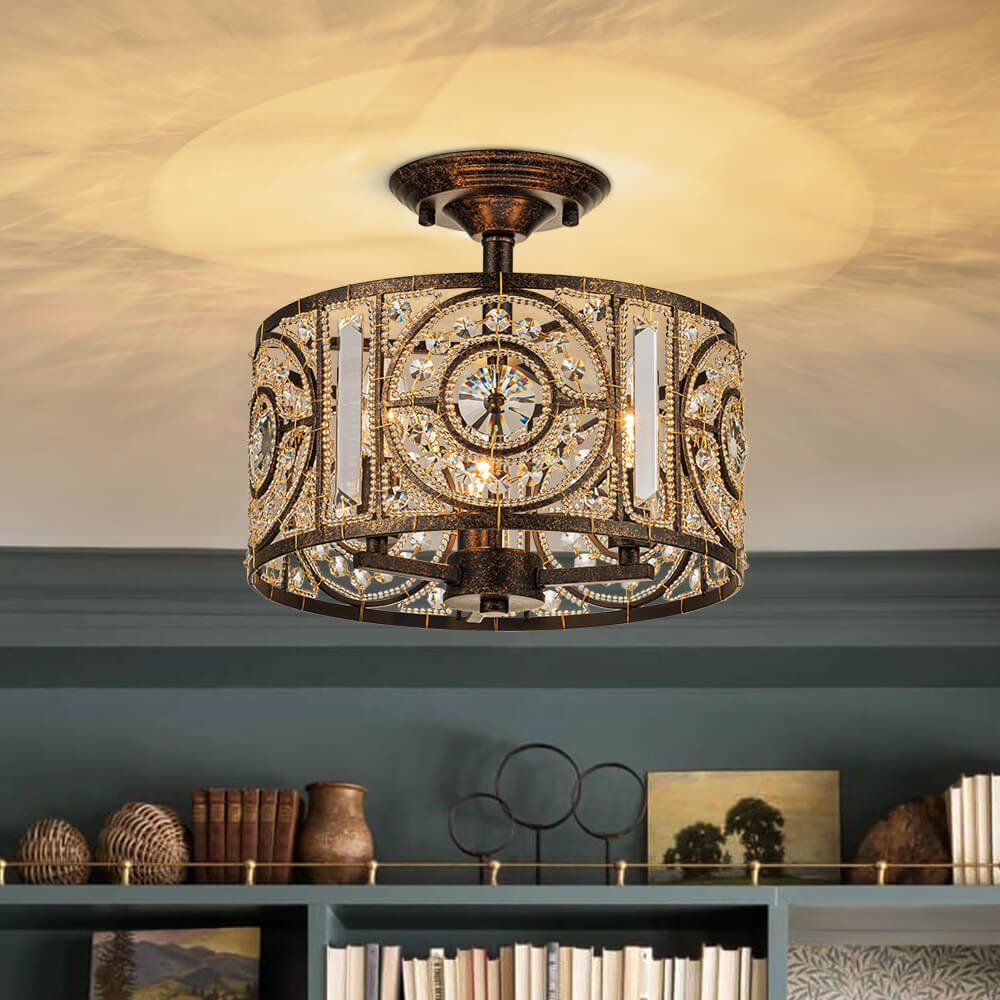 Plafonnier Salon Tambour en Cristal