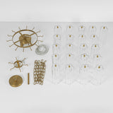 Lustre Verre 3 Lumières Texturé Tube Deux-à Étages