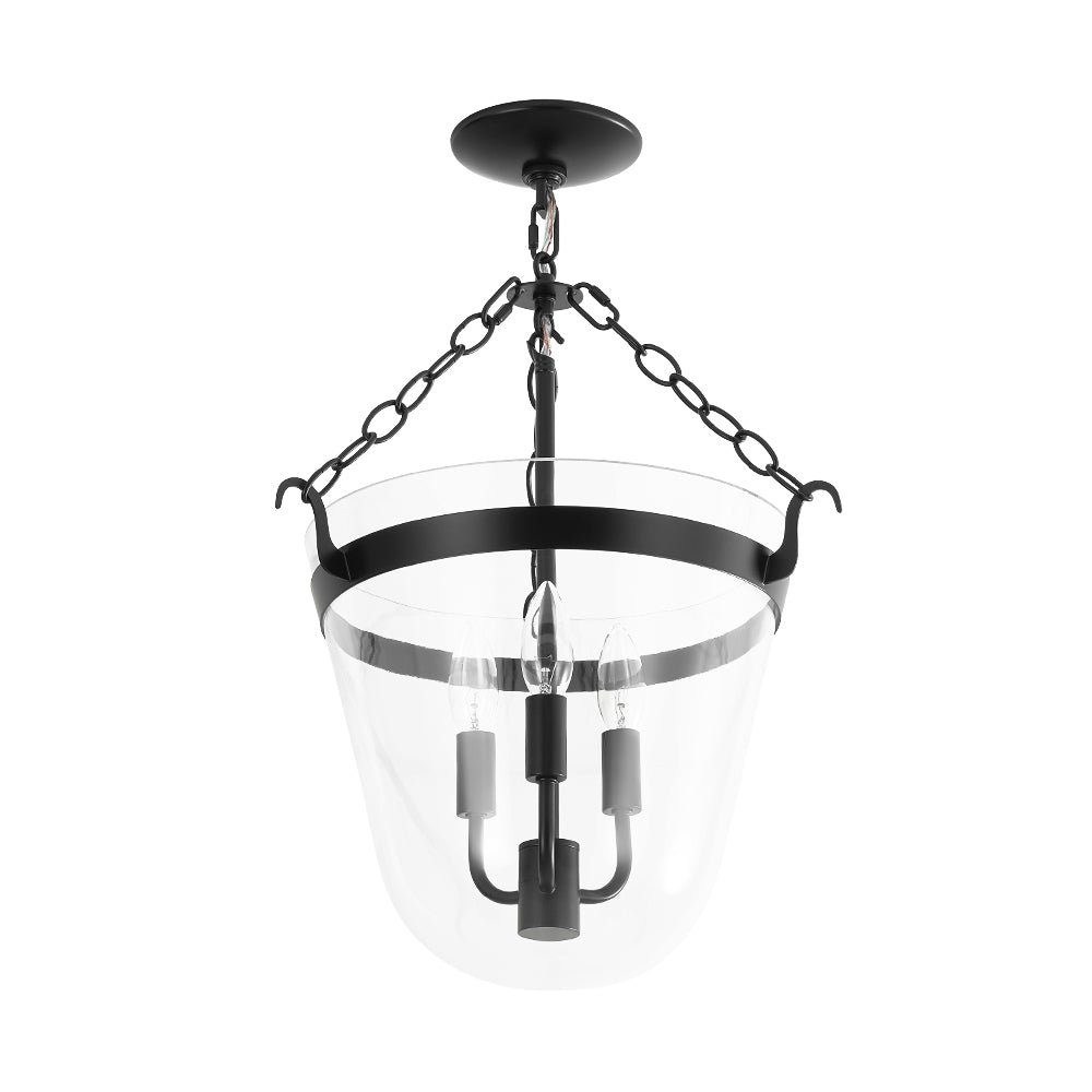 Suspension Verre 3 Lumières Lanterne Transparent pour Salle à Manger