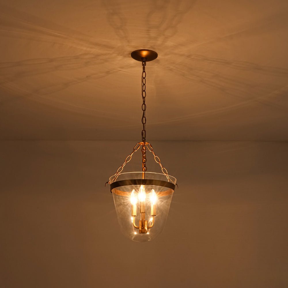 Suspension Verre 3 Lumières Lanterne Transparent pour Salle à Manger