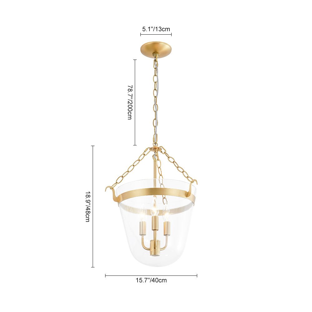Suspension Verre 3 Lumières Lanterne Transparent pour Salle à Manger