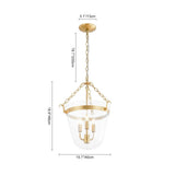 Suspension Verre 3 Lumières Lanterne Transparent pour Salle à Manger