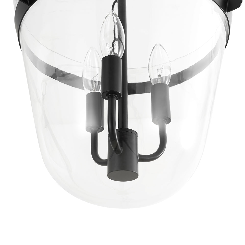 Suspension Verre 3 Lumières Lanterne Transparent pour Salle à Manger