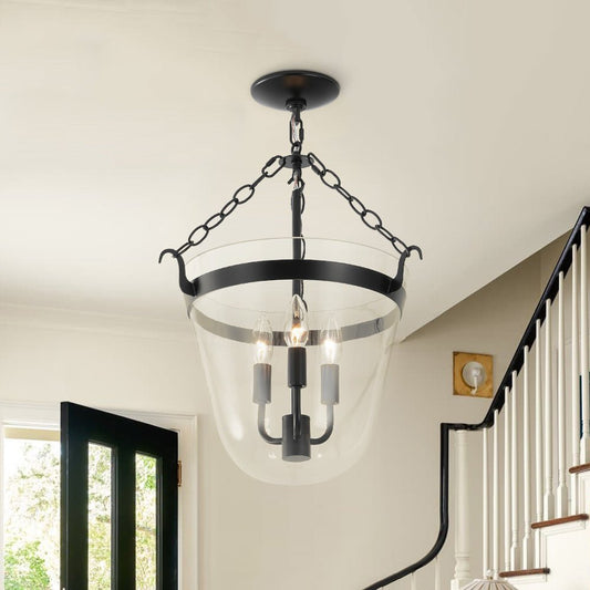 Suspension Verre 3 Lumières Lanterne Transparent pour Salle à Manger