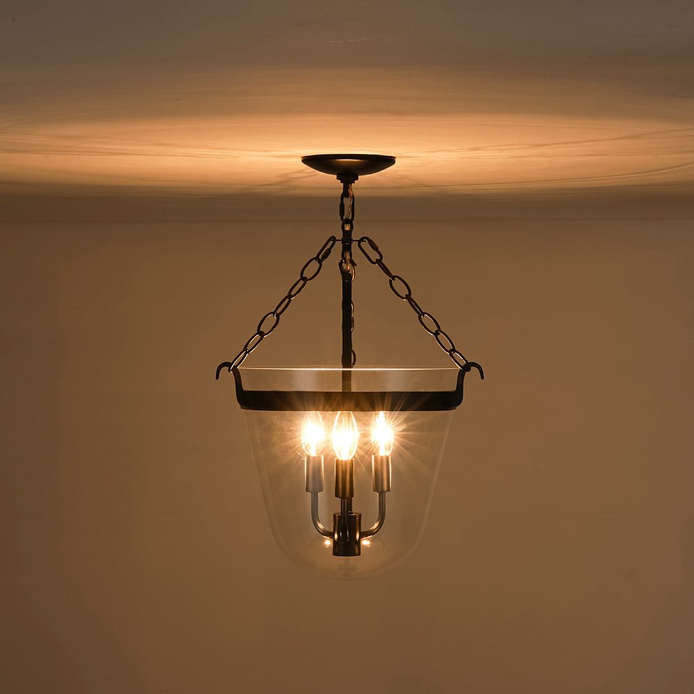 Suspension Verre 3 Lumières Lanterne Transparent pour Salle à Manger