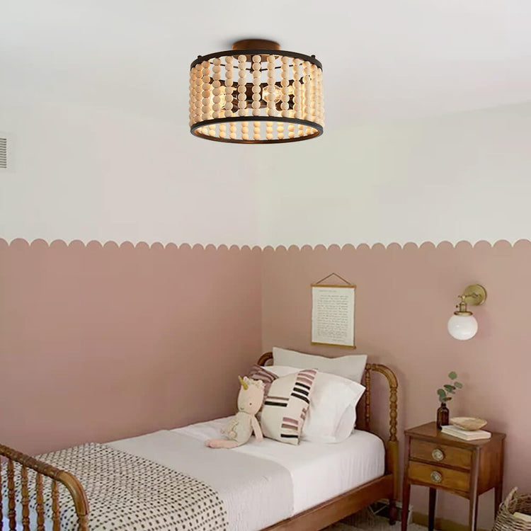 Plafonnier Salon Rond en Bois