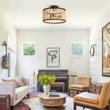 Plafonnier Salon Rond en Bois