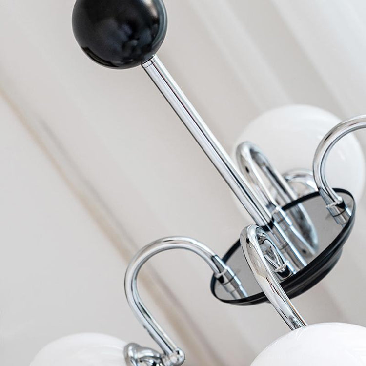 Lustre Salon Boule 5 Lumières en Verre 70 cm