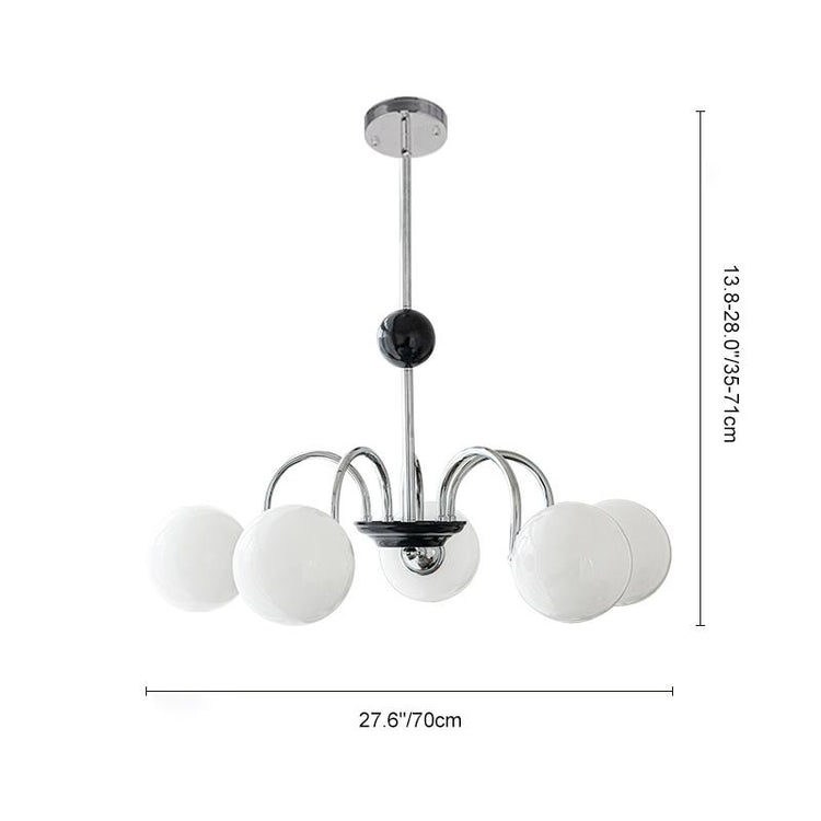 Lustre Salon Boule 5 Lumières en Verre 70 cm