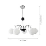 Lustre Salon Boule 5 Lumières en Verre 70 cm