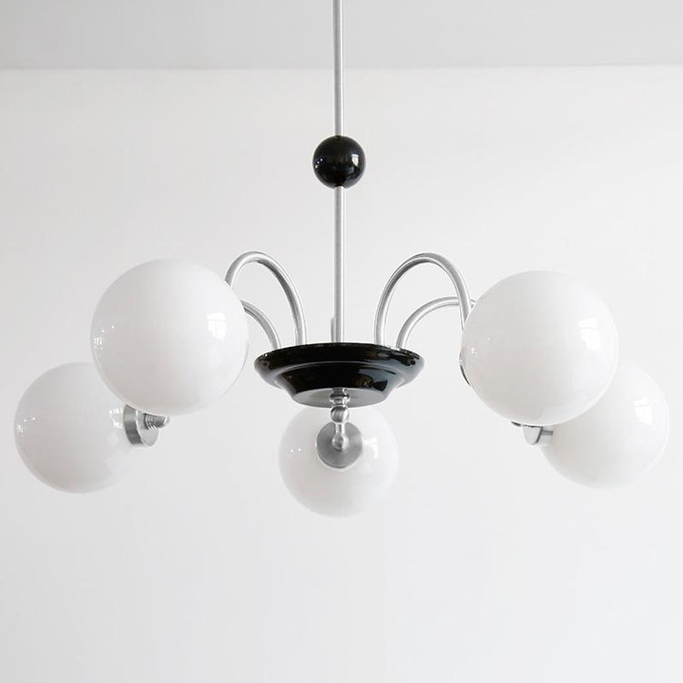 Lustre Salon Boule 5 Lumières en Verre 70 cm