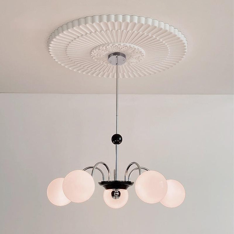 Lustre Salon Boule 5 Lumières en Verre 70 cm