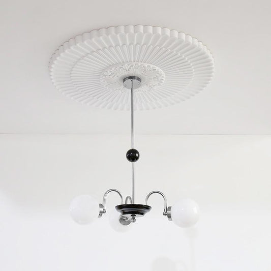 Lustre Salon Boule 5 Lumières en Verre 70 cm
