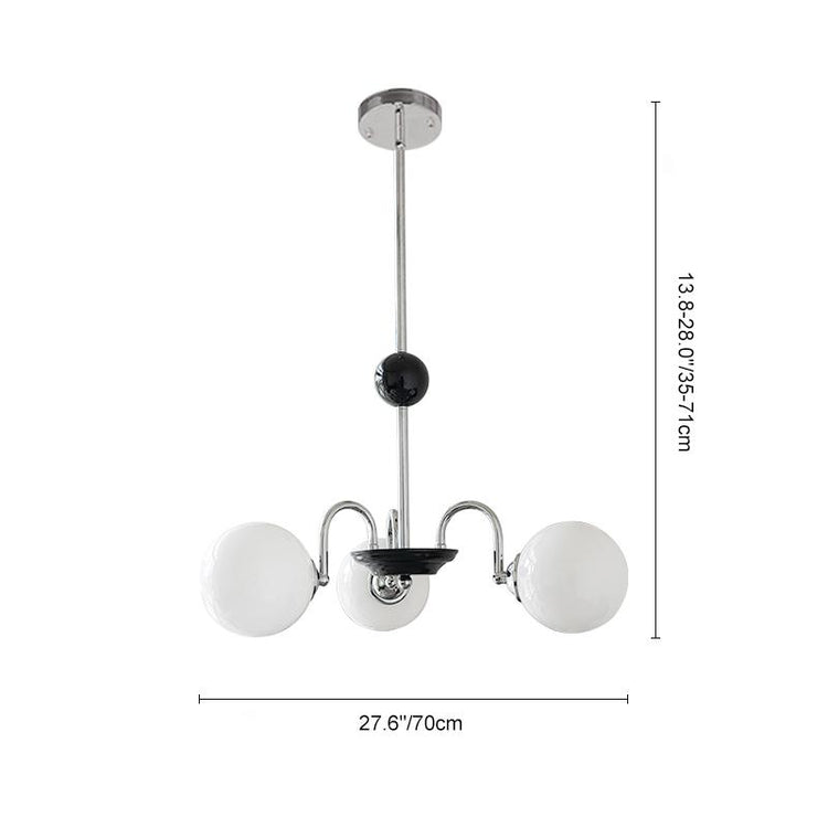Lustre Salon Boule 5 Lumières en Verre 70 cm
