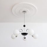 Lustre Salon Boule 5 Lumières en Verre 70 cm