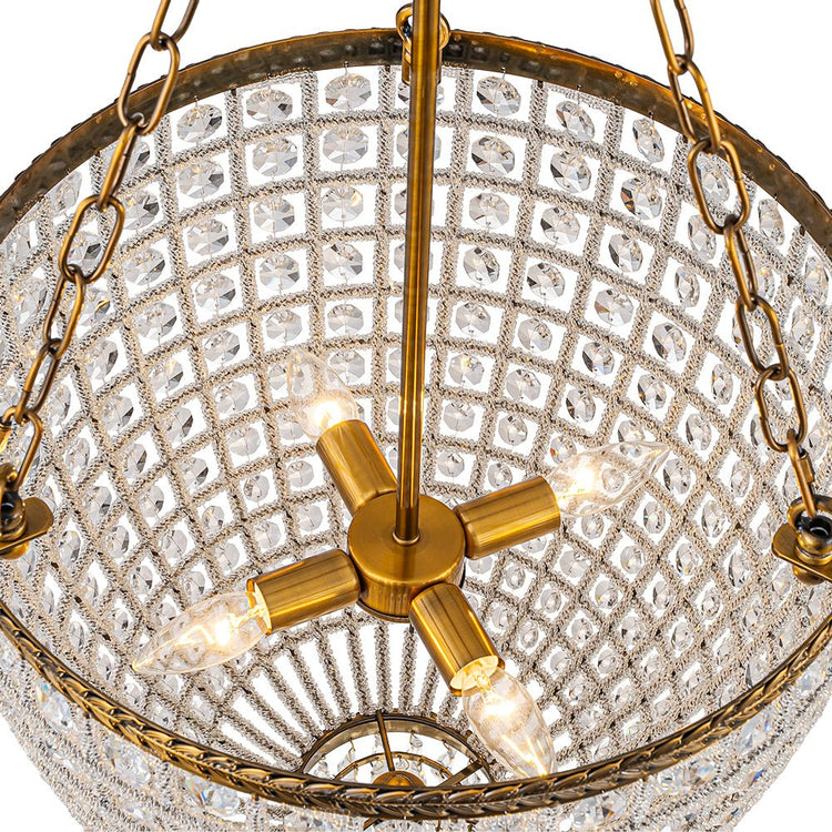 Lustre Salle à Manger 4 Lumières en Cristal