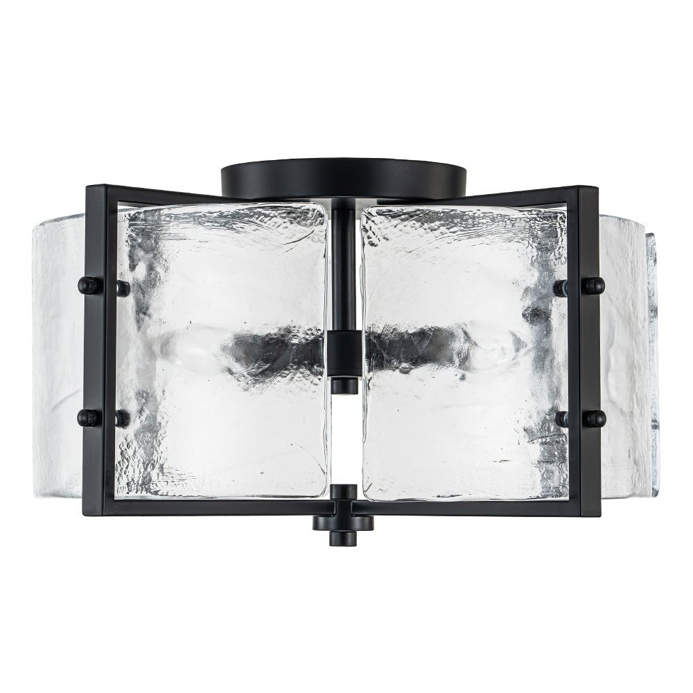Plafonnier Verre 4 Lumières Transparent Texturé pour Cuisine