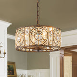 Lustre Cristal Verre 4 Lumières Tambour pour Salle à Manger