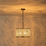 Lustre Cristal Verre 4 Lumières Tambour pour Salle à Manger