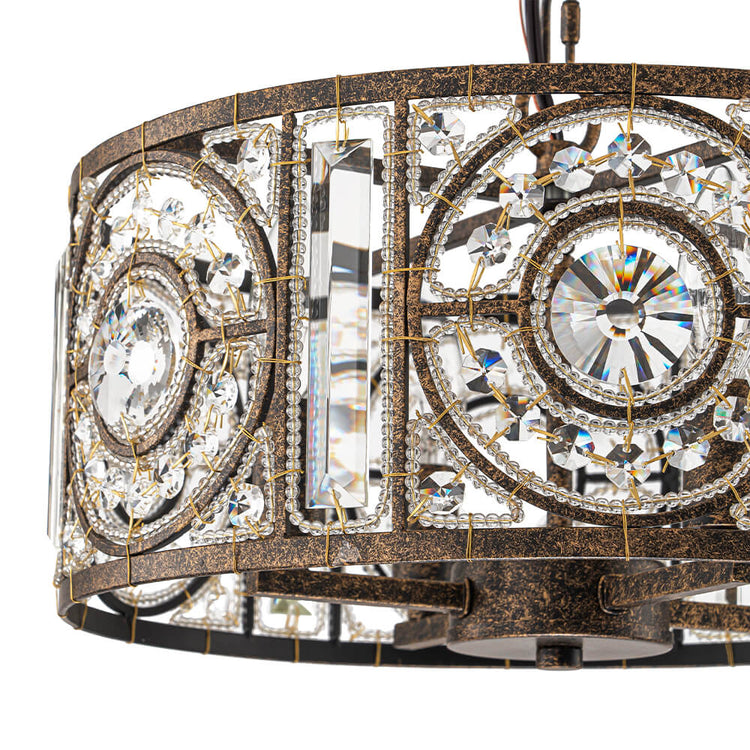 Lustre Cristal Verre 4 Lumières Tambour pour Salle à Manger
