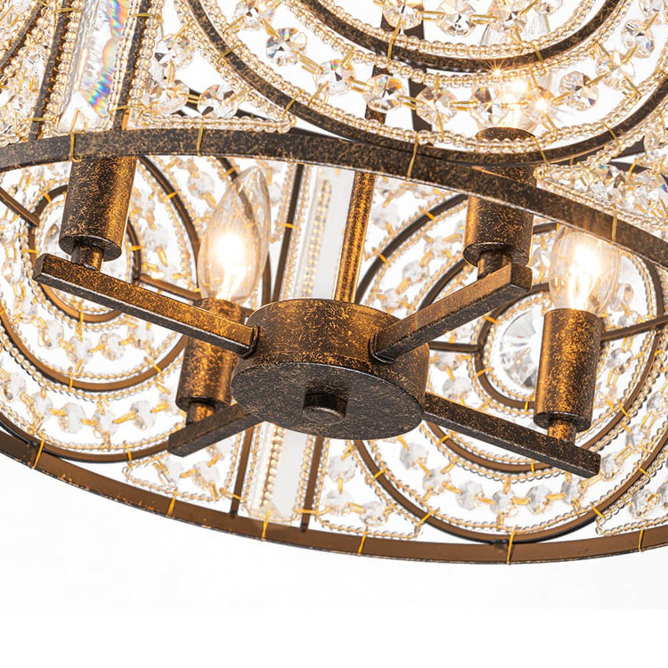Lustre Cristal Verre 4 Lumières Tambour pour Salle à Manger