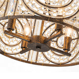 Lustre Cristal Verre 4 Lumières Tambour pour Salle à Manger