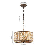 Lustre Cristal Verre 4 Lumières Tambour pour Salle à Manger
