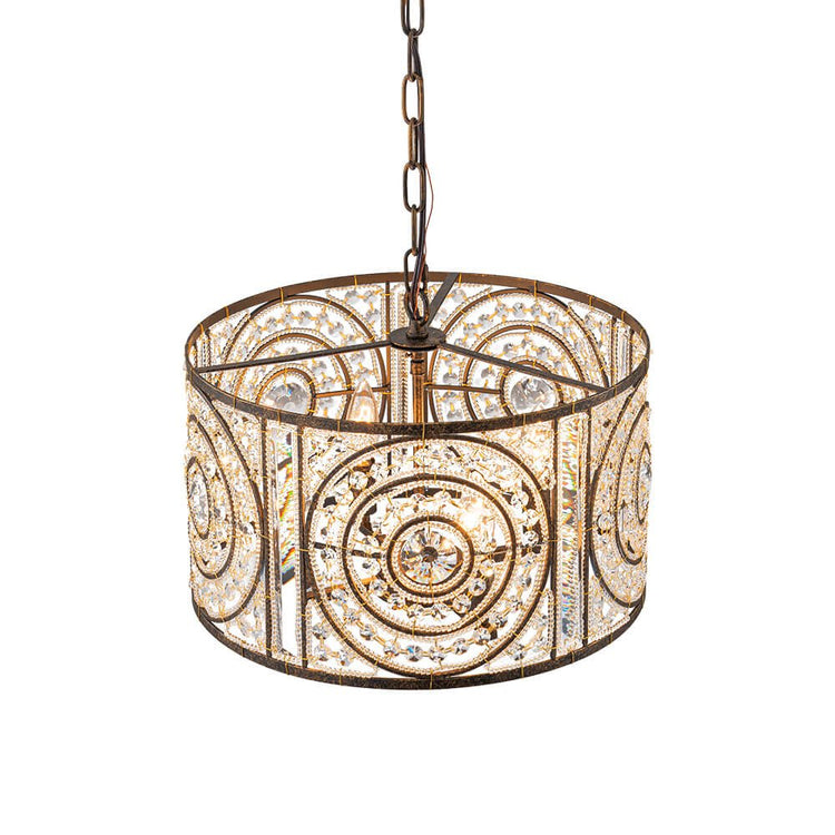 Lustre Cristal Verre 4 Lumières Tambour pour Salle à Manger