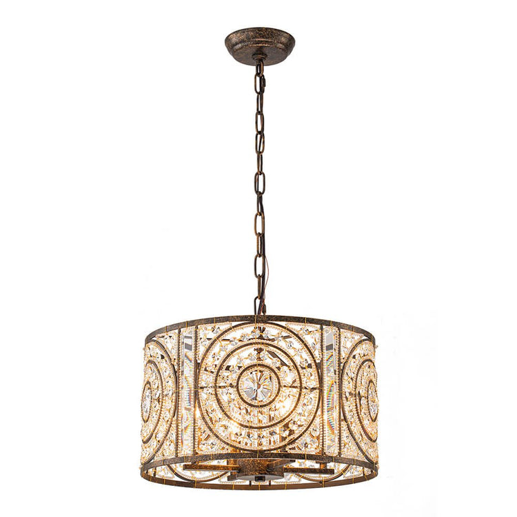 Lustre Cristal Verre 4 Lumières Tambour pour Salle à Manger
