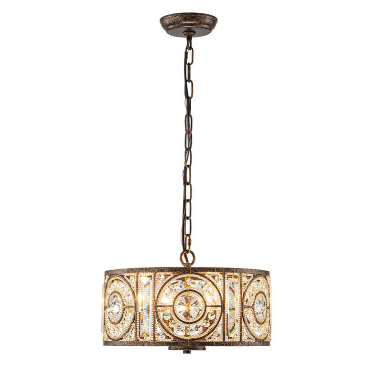 Lustre Cristal Verre 4 Lumières Tambour pour Salle à Manger