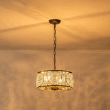 Lustre Cristal Verre 4 Lumières Tambour pour Salle à Manger