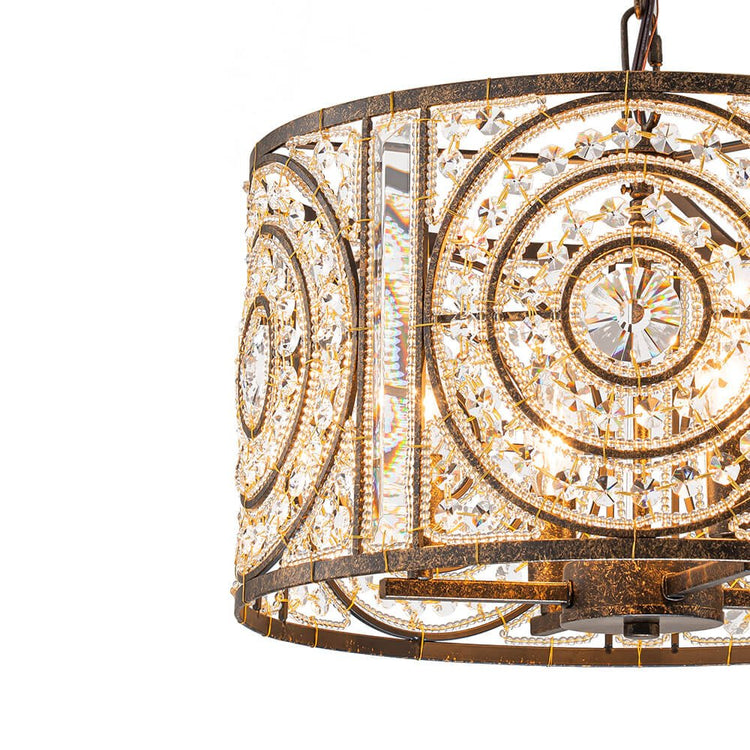 Lustre Cristal Verre 4 Lumières Tambour pour Salle à Manger