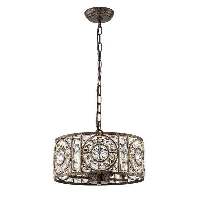 Lustre Cristal Verre 4 Lumières Tambour pour Salle à Manger
