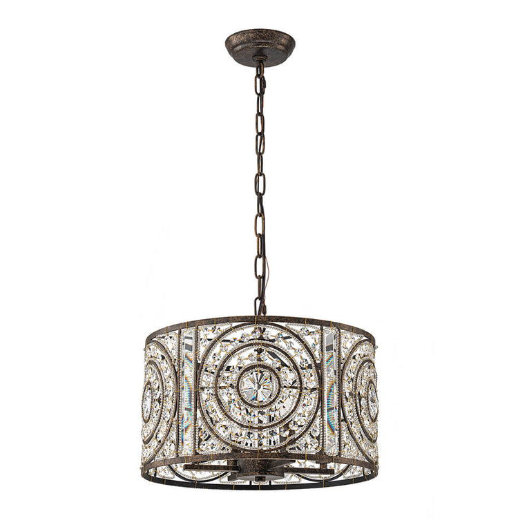 Lustre Cristal Verre 4 Lumières Tambour pour Salle à Manger