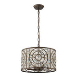 Lustre Cristal Verre 4 Lumières Tambour pour Salle à Manger