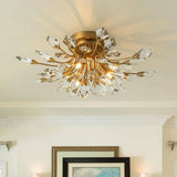 Lustre Salon Feuille en Cristal