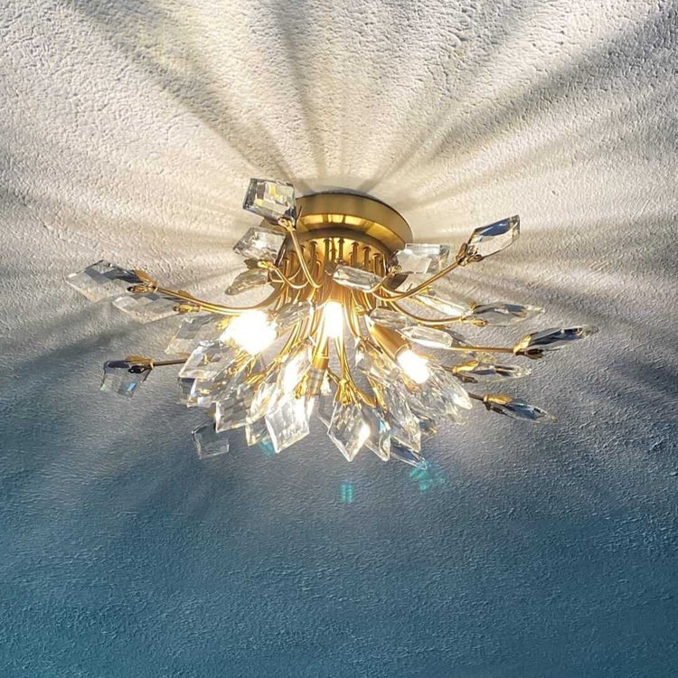 Lustre Salon Feuille en Cristal