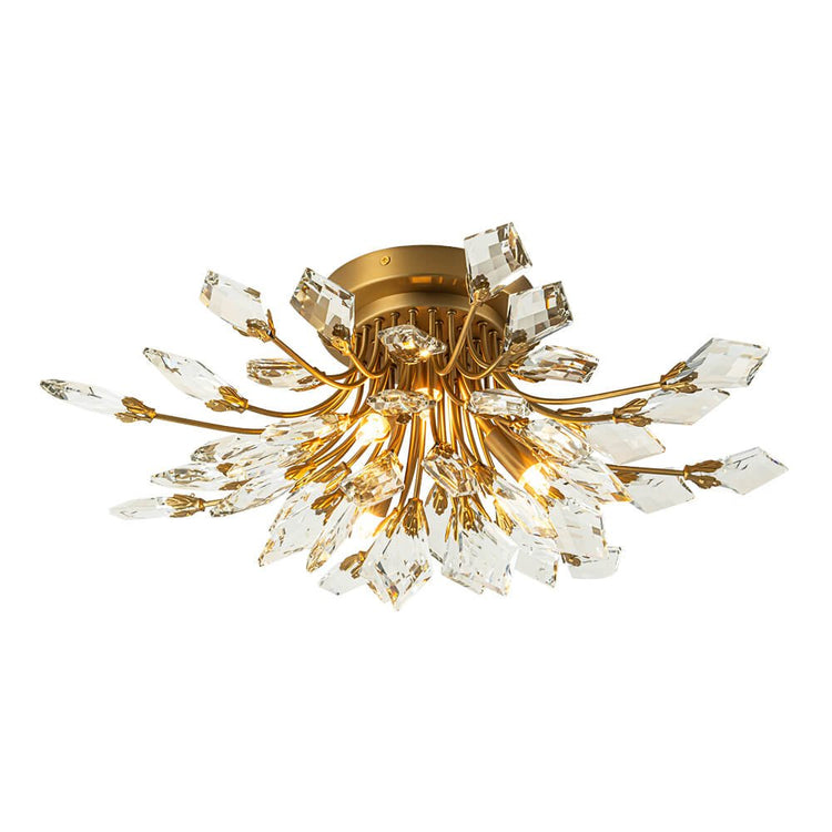 Lustre Salon Feuille en Cristal