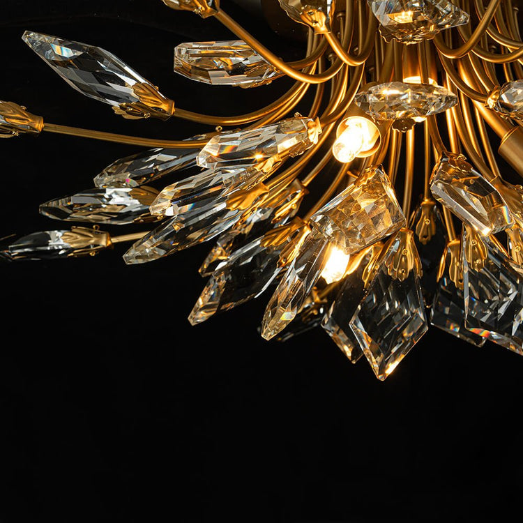 Lustre Salon Feuille en Cristal