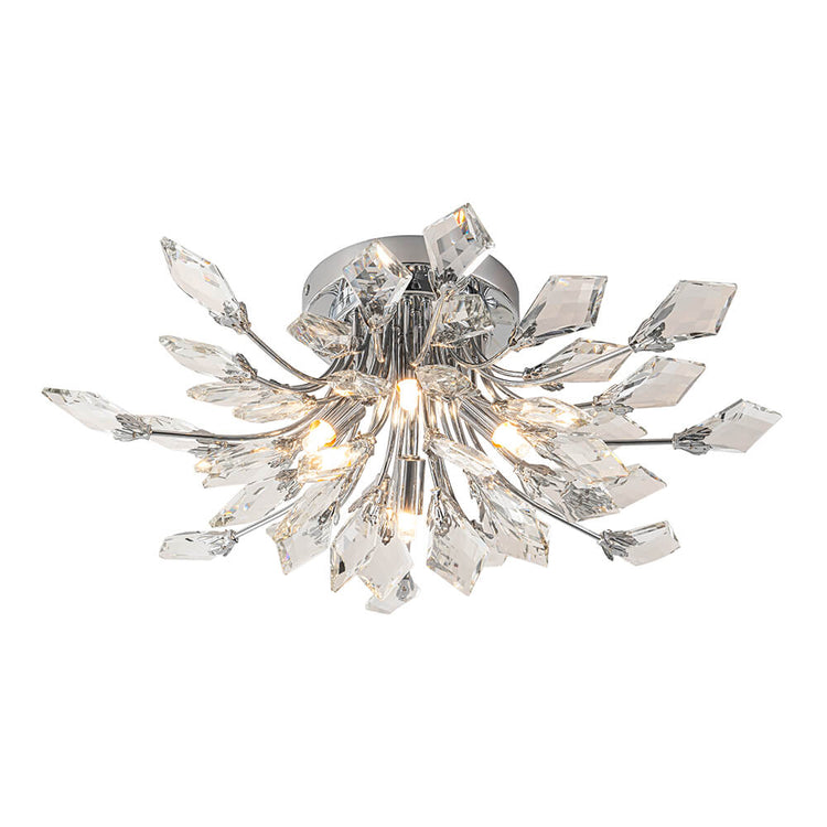 Lustre Salon Feuille en Cristal