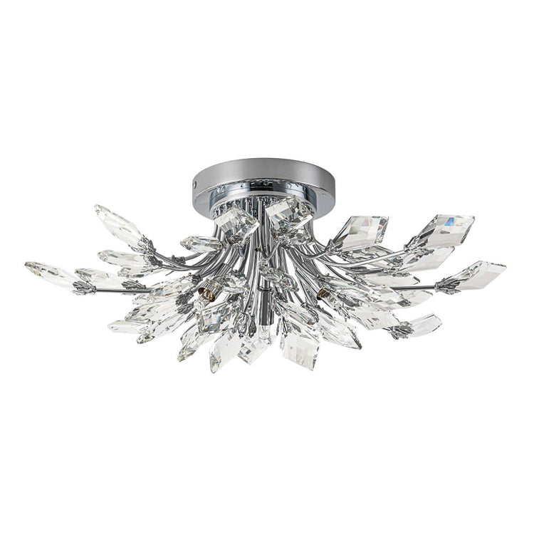 Lustre Salon Feuille en Cristal
