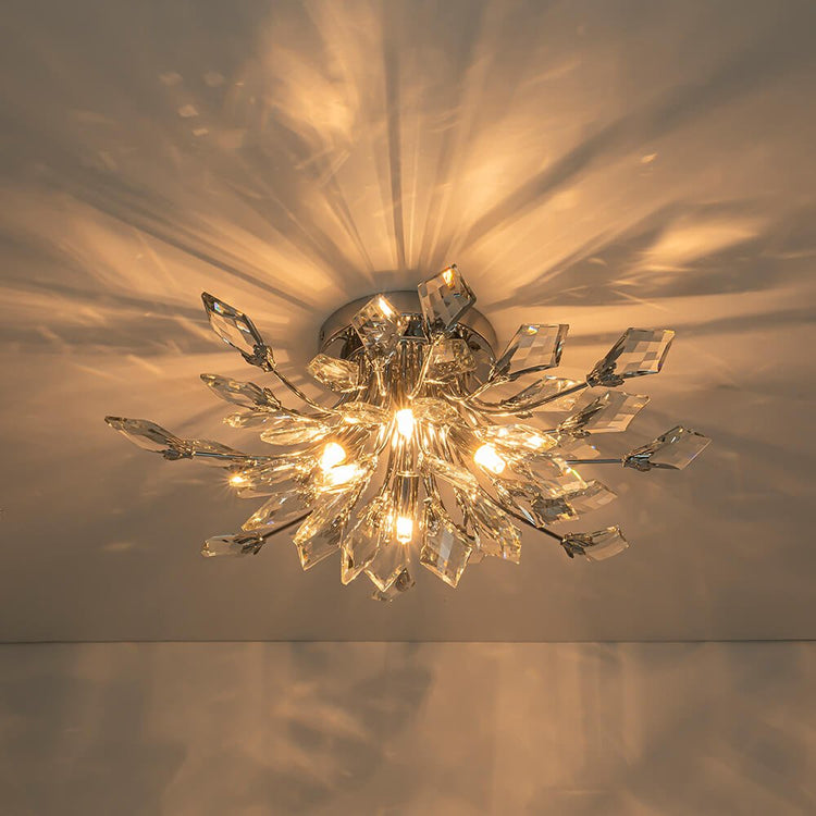 Lustre Salon Feuille en Cristal